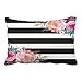 Emvency Decorative Throw Pillow Cover Queen Size 20x30 Inches Trendy Pink Watercolor Floral Black White Stripe Outdoor Pillowcase with Hidden Zipper Decor Cushion Gift for Holiday Sofa Bed
