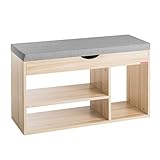 Mr IRONSTONE Shoes Bench Boot Organizing Upholstered Shoe Rack Entryway Storage, 2-Tier & 1- Hidden Compartment