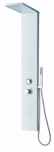 Blue Ocean 56-inch Stainless Steel Thermostatic Shower Panel with Rainfall Showerhead, Body Nozzles and Handheld Showerhead