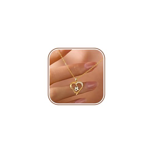 LOVECOM 925 Sterling Silver Soccer Ball Heart Necklaces for Women (Gold) at Amazon