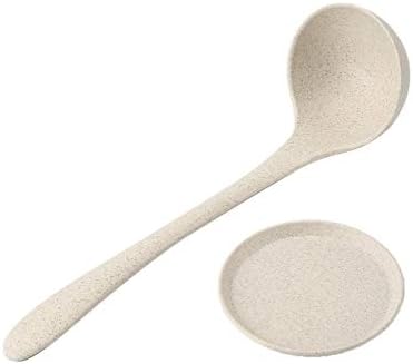 VCB Wheat Fiber Long Handle Organic Environmental Protection Pla Spoon - white