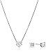 Platinum Plated Sterling Silver Pendant Necklace and Stud Earrings set with Round Cut Swarovski Zirconia (1.31 cttw)