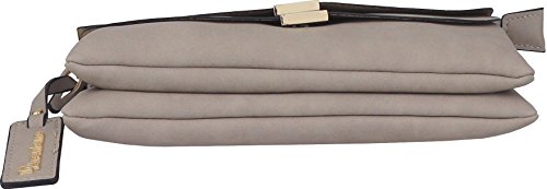 B BRENTANO Vegan Fashion Double-Flap Wristlet Clutch Crossbody Handbag (Gray) - Thumbnail 4