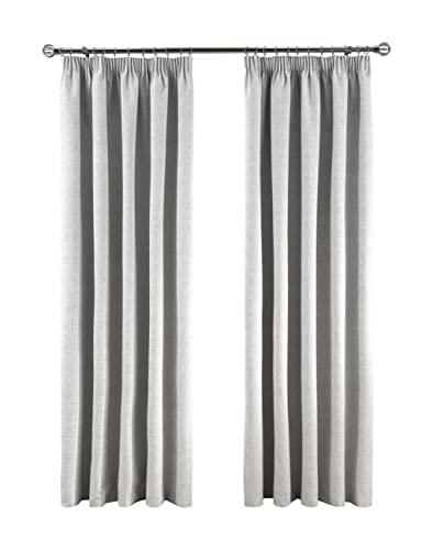 Sleepdown Cortinas Opacas con Forro térmico para Dormitorio y Sala de Estar, 2 Paneles, con Textura Acanalada, 222 cm x 54 cm, Color Gris