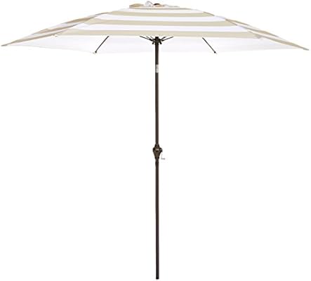 Amazon Com Amazonbasics Jc013 Patio Umbrella 9 Foot Striped Grey White Garden Outdoor