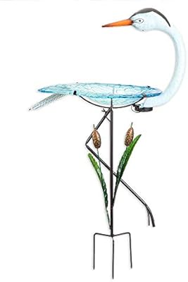 Amazon Com Bits And Pieces Solar Powered Crane Birdbath