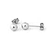 14 Karat White Gold Round Bead Ball Stud Earrings, 4 Millimeters