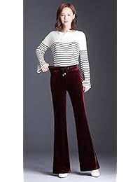 Pantalones de piernas anchas de terciopelo para dama