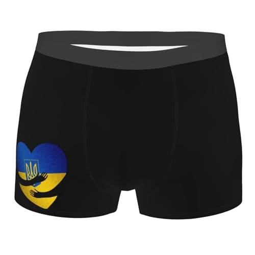 Ukrainians Flag Heart Men'S Boxer Briefs Underwear Breathable Boxer Briefs For Man Quick Dry Stretch Athletic Swimsuit Trunks X-Large