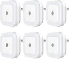Sycees SC01 Plug-in LED Night Light Lamp with Dusk to Dawn Sensor for Hallway, Kitchen, Bathroom, Bedroom, Stairs, Daylight White, 6-Pack