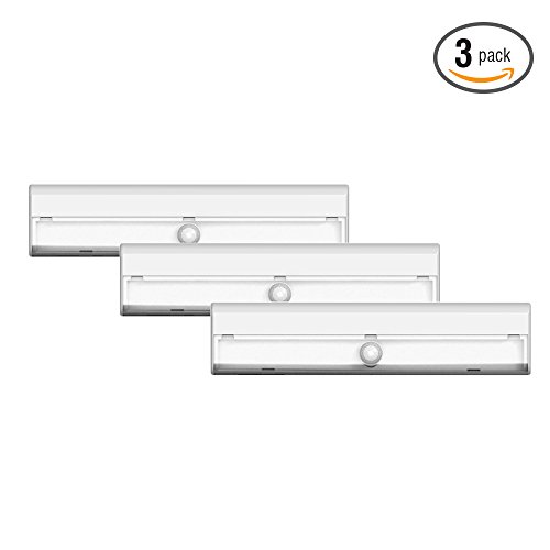Brilliant Evolution Wireless LED Stair Lights with Motion Sensor - 3-Pack Battery Operated Night Light for Indoor Stairs, Hallways, and Closets - Stick On Motion Lights - 3000K Warm White - 7x2-Inch