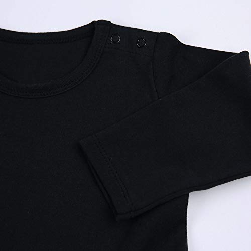 SOBOWO Baby Girl Solid Black Dress Infant Cotton Short/Long Sleeve Princess Dresses 6-24 Months (2-3Years(3Y), Black Long Sleeve)