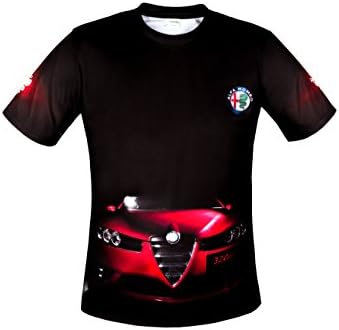 Alfa Romeo Logo Black 3.2 Racing Car Cool Graphic Short Sleeve T Shirt DTM (XXL)