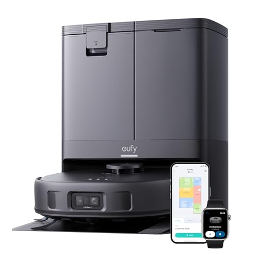 eufy X10 Pro Omni Robô Aspirador da Anker, Estação Completa, Até 68 Dias Sem Manutenção, Lava e Seca com Ar Quente a 45°C, Esvazia Pó e Repõe Água, IA e Laser, Antiembaraço, para Pets, 220V