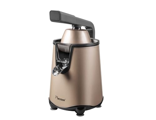 Spremiagrumi elettrico, spremiagrumi con funzione di arresto e filtro polpa in acciaio inox, con 2 coni, capacità 450 ml, leva soft pressa per un facile utilizzo, colore: beige