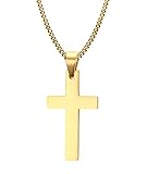 Cross Necklace, Quantum 3mm Stainless Steel Pendant Chain for Men Women Gold