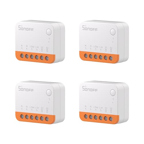MINIR4 Wlan Smart Schalter 2 Wege 4PCS - Smarte Lichtschalter mit Timing-Funktion, Relay Split Mode, 2.4G WiFi, Neutralleiter erforderlich, Funktioniert mit Alexa/Google Home/eWeLink App