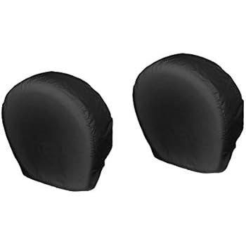 Explore Land Tire Covers 2 Pack - Tough Vinyl Tire Wheel Protector for Truck, SUV, Trailer, Camper, RV - Universal Fits Tire Diameters 26-28.75 inches, Black