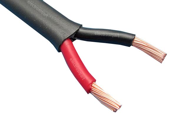 electrosmart 2 Core Twin Red/Black Copper Heavy Duty Automotive Auto Boat Cable Wire 2 x 4.5mm Thin Wall Flat Stranded 12V 24V 42 Amp (10m)