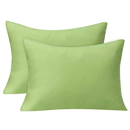Baby Toddler Pillowcase, Plain Cot Bed Pillow Pair Cases 40 x 60cm, 2 Pack 100% Cotton Soft Pillow Cover for Boys & Girls Bedding, Kids Travel Pillow Pillowcase with Envelope Closure（Green）