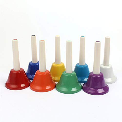 B bangcool 8PCS Hand Percussion Bell Assorted Colors 8 Note Musical Bell Hand Bell Kit