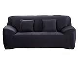 ANJUREN Polyester Spandex Fabric 1-Piece Stretch Slipcover For Chair Loveseat Sofa Without Pillow (Love seat, Black)