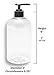 Baire Bottles 16 oz Empty Refillable Plastic Pump Bottles Dispenser 6 Pk PET, BPA Free Refillable Containers Shampoo Lotion Oil Liquid Soap Waterproof Labels USA (Clear with Black Pump, Damask Labels)