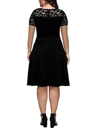 FeelinGirl Vestido de encaje con cuello en V para mujer, talla XL - 4XL