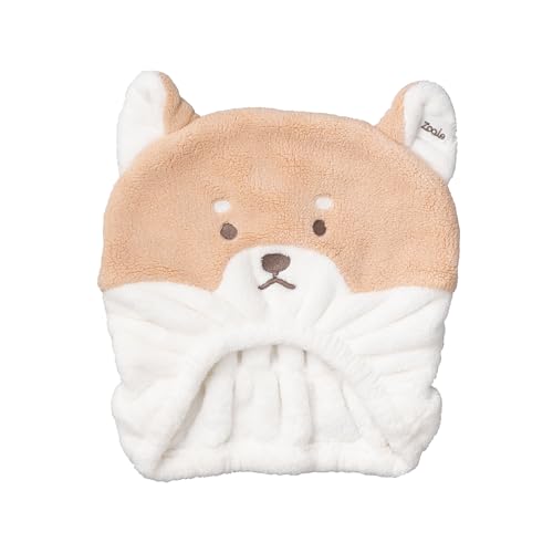 シービージャパン ヘアドライキャップ 吸水速乾マイクロファイバー 綿の3倍 [頭囲47-90cm] 柴犬 洗顔 プール お風呂 マシュマロ肌触り 吸水アニマルヘアドライキャップ Zooiefam