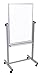 Luxor Mobile Dry Erase Double-Sided Magnetic Whiteboard with Aluminum Frame and Stand - 24