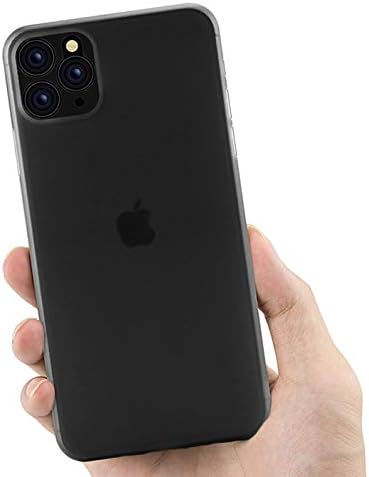 Matte Transparent Ultra-Thin Slim Case Cover Skin for iPhone 11 Pro and Premium Tempered Glass Screen Protector Combo (Black).