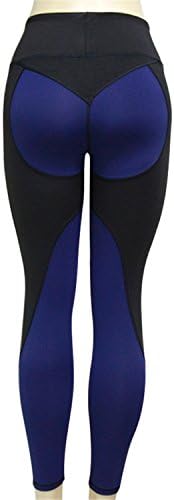 Mannerg Heart Patchwork Sporting Leggings Women Fitness Bodybuilding Slim Legging Pants Jeggings,Medium,NavyBlue