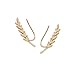 Humble Chic Tiny Leaf Ear Climbers - Delicate Crawler Cuff Stud Jacket Earrings