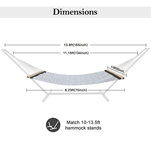 Patio Watcher 14 FT Quick Dry Rope Hammock with Double Size Solid Wood
