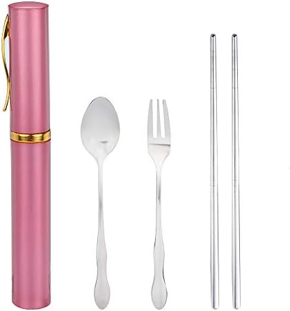 ポータブル折りたたみ式トラベル食器セット ステンレススチールテーブルウェア キャンプツール 再利用可能な