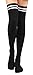 BAWDY Tube Socks Women's Thigh High Cable Knit Striped Winter Socks,Black