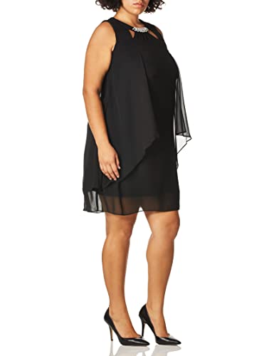 S.L. Fashions Damen Sleeveless Cutout Pearl Neck Dress Kleid für besondere Anlässe, schwarz, 42