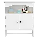  Topeakmart White Wood Bathroom Wall Mount Cabinet Toilet Medicine Storage Organizer