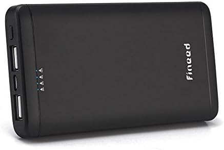 Portable Charger High Capacity 10000mAh Fineed Compact External Battery Power Bank Backup Pack 2-Port 2.1A for iPhone, iPad, Samsung and More (Black)