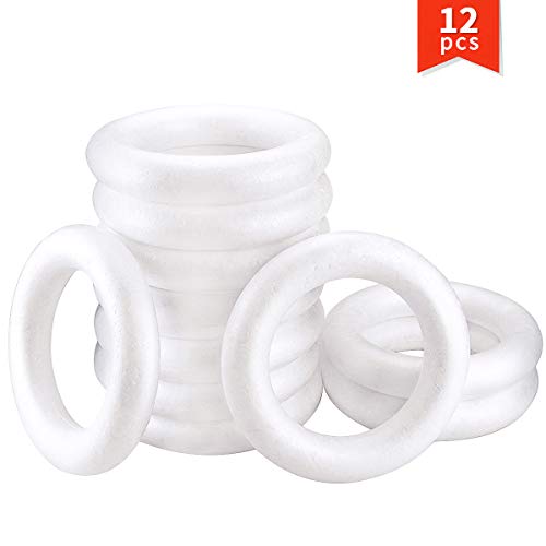 Hslife 12 Pack Craft Foam Wreath, Polystyrene Foam Ring for DIY Arts and Crafts, 5.9 x 5.9 x 1.2 inches