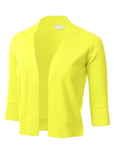 Womens Classic 3/4 Sleeve Open Front Cropped