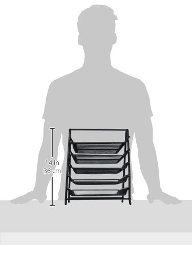 Mind Reader Desk Organizer with 5 Sliding Trays for Letters, Documents, Mail, Files, Paper, Black