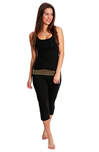 image for Nouveau Women's Workout Active Capri Yoga Pant with Contrasting Color 