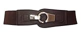 eVogues Plus size Brushed Silver Eyelet Locking Elastic Fashion Belt Brown - One Size Plus