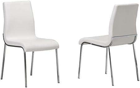 New Spec Set of 4 Upholstery Dining Chair with Chrome Legs, White