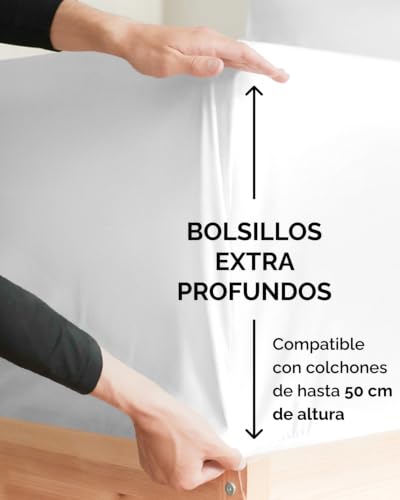 Fitted Sheet 200 x 200 cm White – Extra Deep Pocket up to 50 cm / 18 Inches – Premium Microfiber for High Mattresses – Soft, Wrinkle-Free and Non-Iron – Certified Oeko-Tex Standard 100