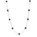 Blue Lapis Stone Beads Station Illusion Sterling Silver Chain Necklace, 16