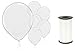 amscan (72) Clear Transparent Latex 12 Inch Balloons and White Curling Ribbon Bundle