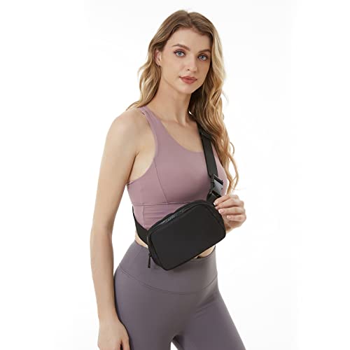 Lulu Belt Bag for Women Men, Everywhere Fanny Pack Lemon Dupes, Waterproof Crossbody Waist Bag with Adjustable Strap for Workout Running Traveling Hiking, DIY Patch Available, Fashion LuLu Style