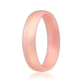 ROQ Silicone Wedding Ring for Women, Affordable Comfort Fit 6mm Love Metallic Silicone Rubber Wedding Bands - Rose Gold - Size 9